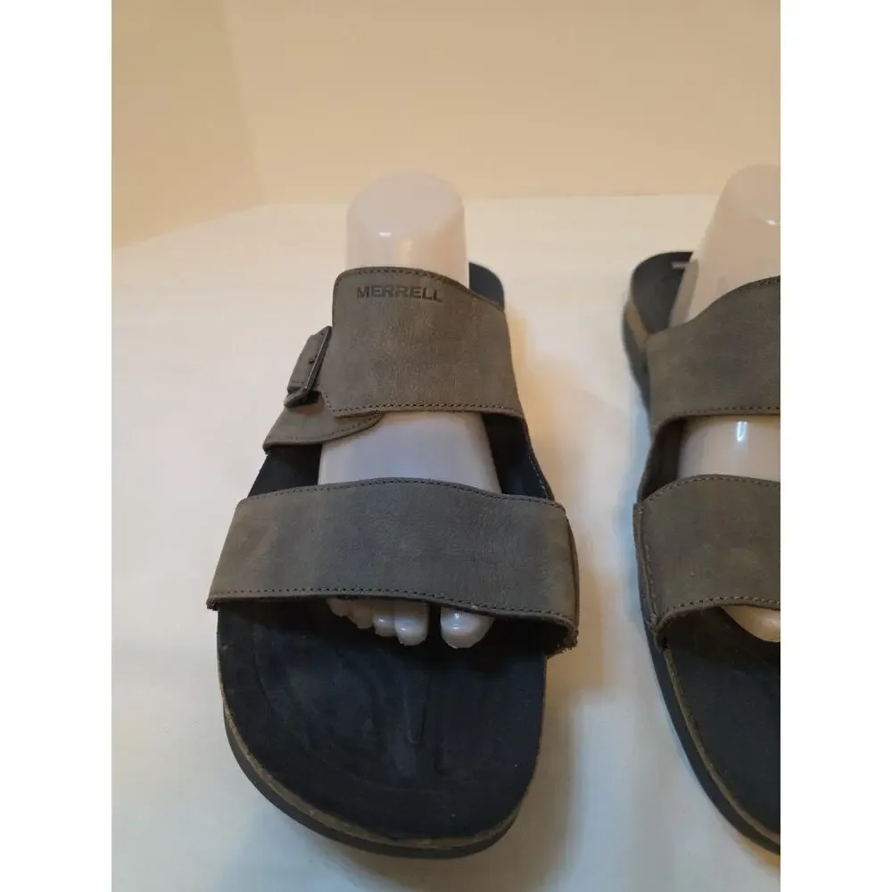 Merrell Mens Size 14 Granite Nubuck Leather Sandals Slides